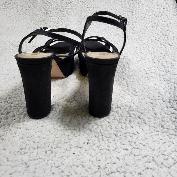 Schutz Keefa Nobuck Preta Platform leather Sandal Heels Black size 9 - Picture 4 of 6